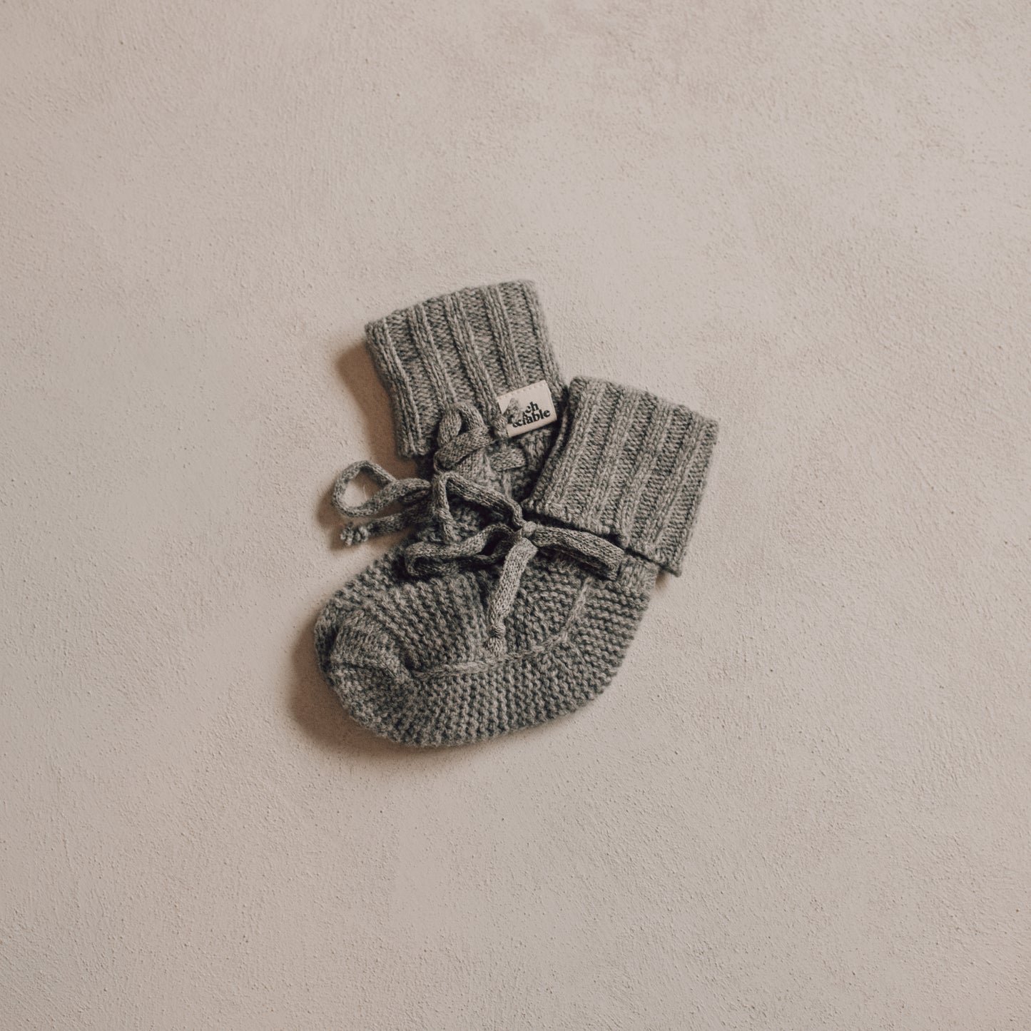 Wool Knitted Baby Booties - Dove
