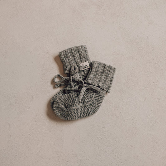 Wool Knitted Baby Booties - Dove