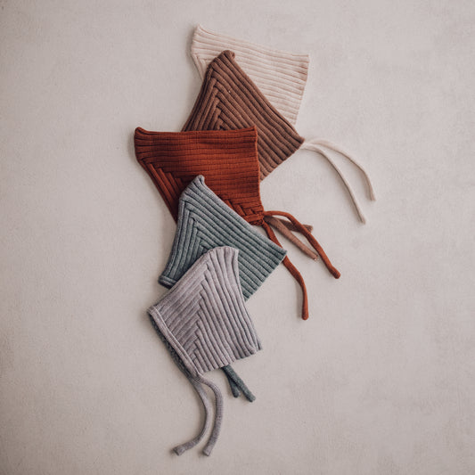 Ribbed Knit Pixie Bonnet