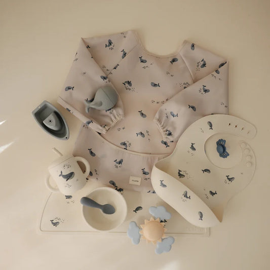 Long Sleeve Bib - Whales