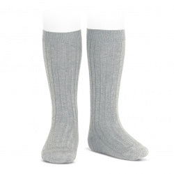 Basic Rib Knee High Socks ALUMINIUM