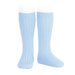 Basic Rib Knee High Socks BABY BLUE