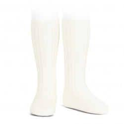 Basic Rib Knee High Socks BEIGE