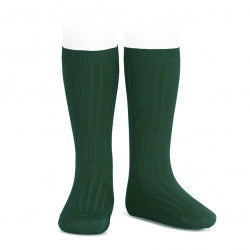 Basic Rib Knee High Socks BOTTLE GREEN
