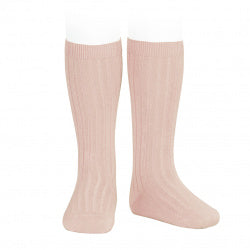 Basic Rib Knee High Socks OLD ROSE