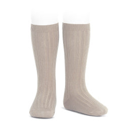 Basic Rib Knee High Socks STONE