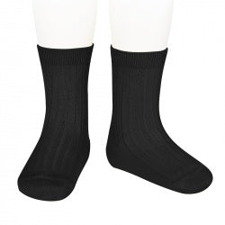 Basic Rib Short Socks BLACK