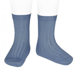 Basic Rib Short Socks FRENCH BLUE