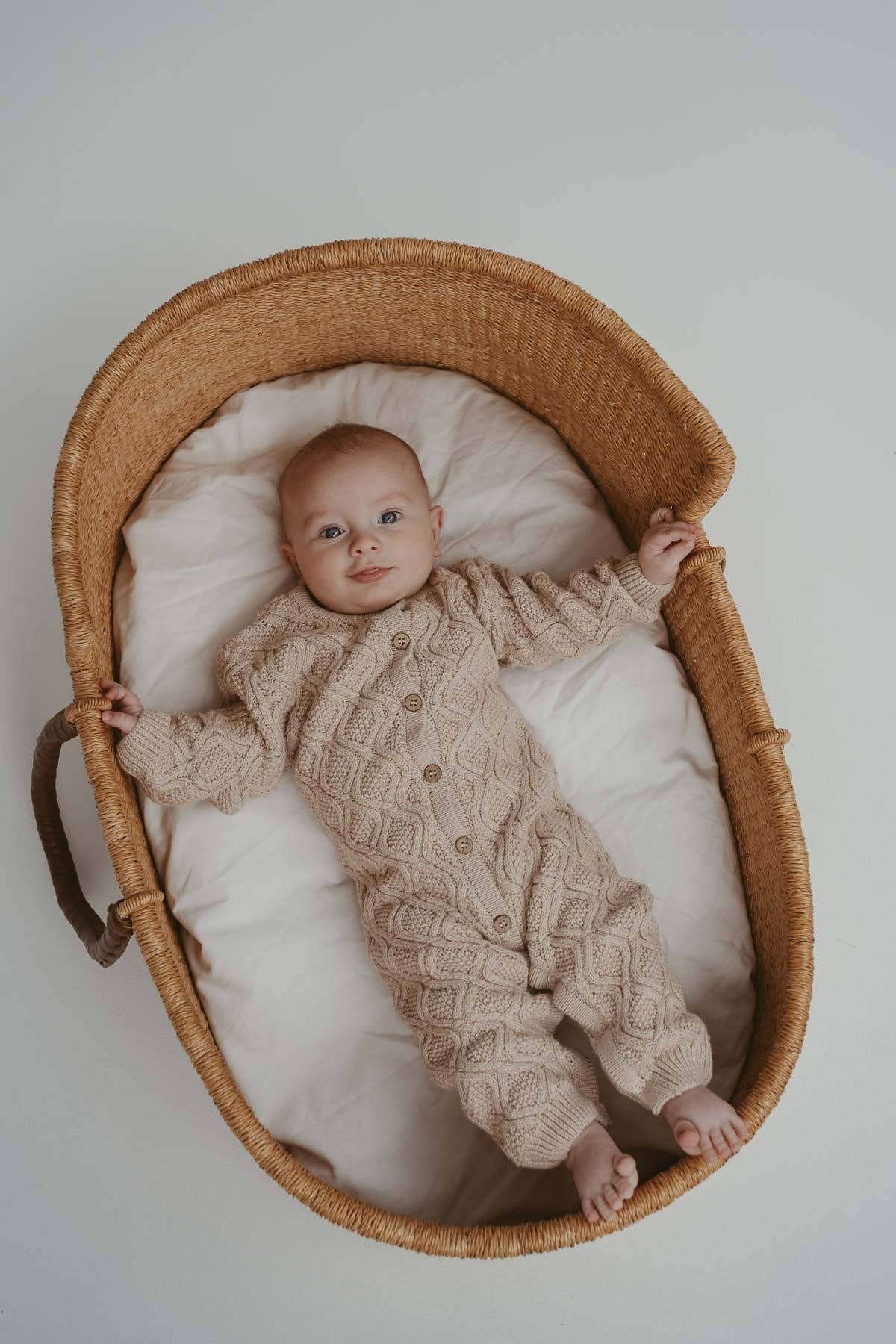 Textured Knit Romper - Ecru Diamond