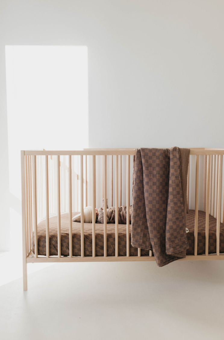 Muslin Quilt - Faded Brown Checkerboard