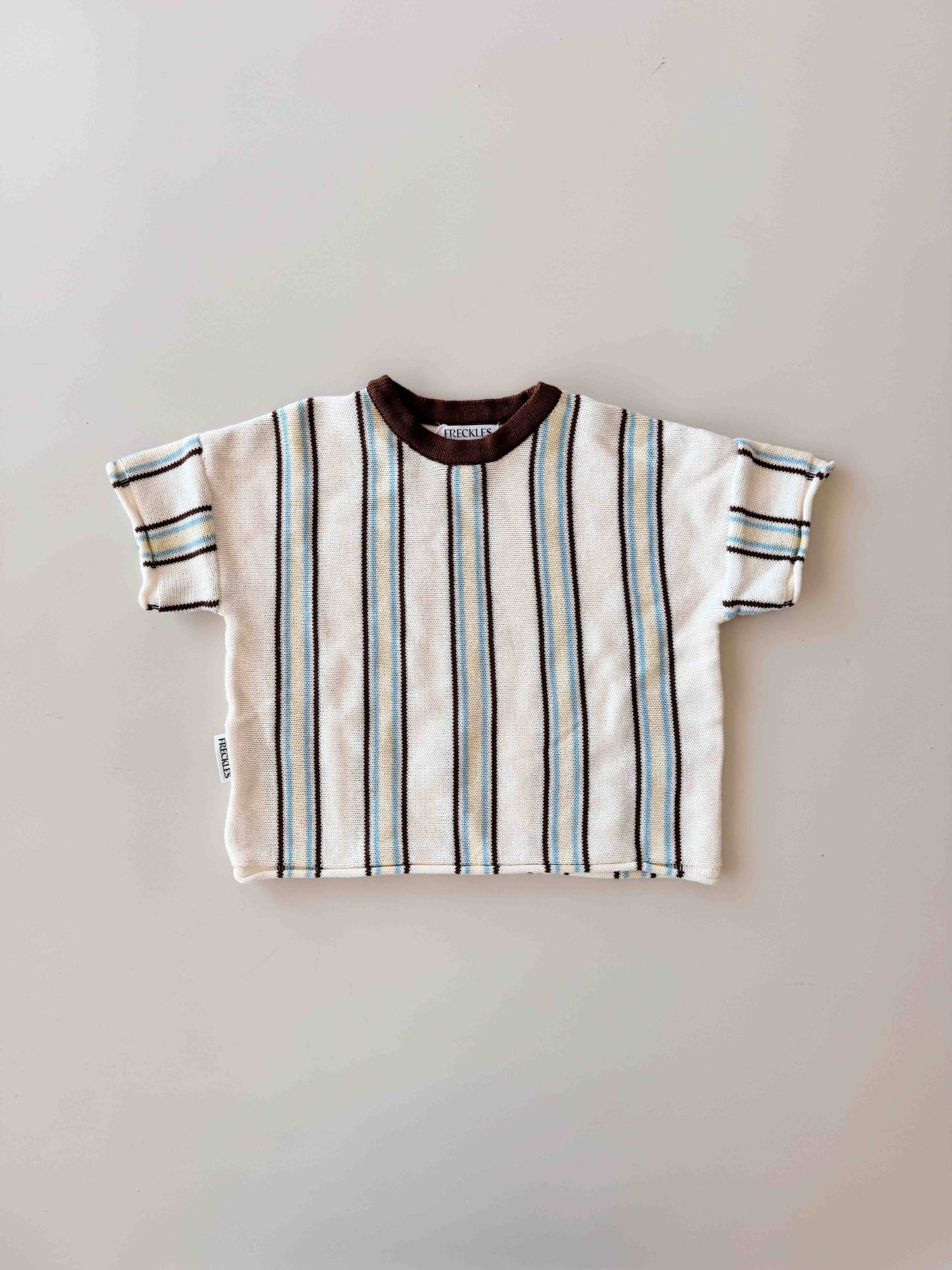 Retro Stripe Knit Top Azure