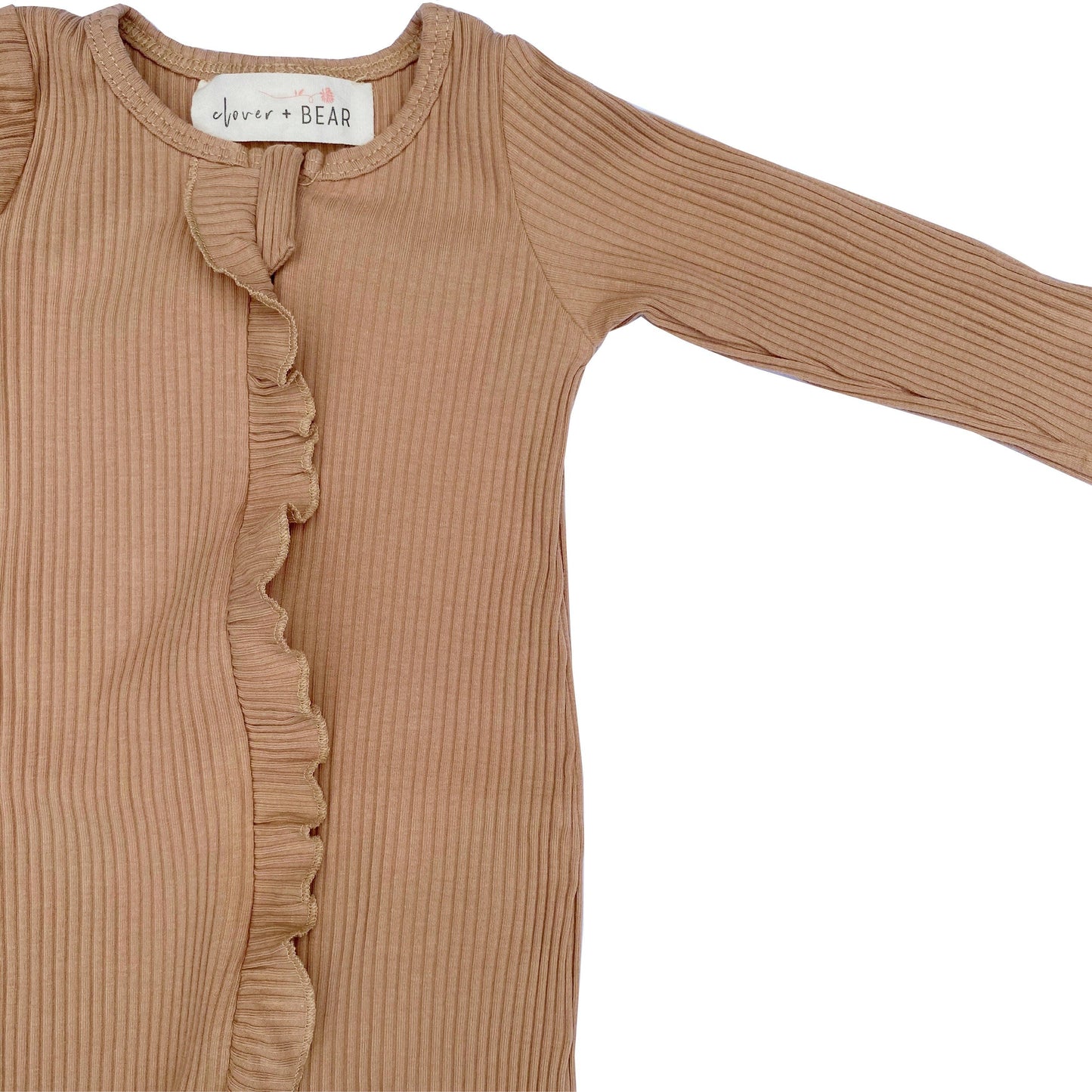 Ruffle Footed Onesie - Latte