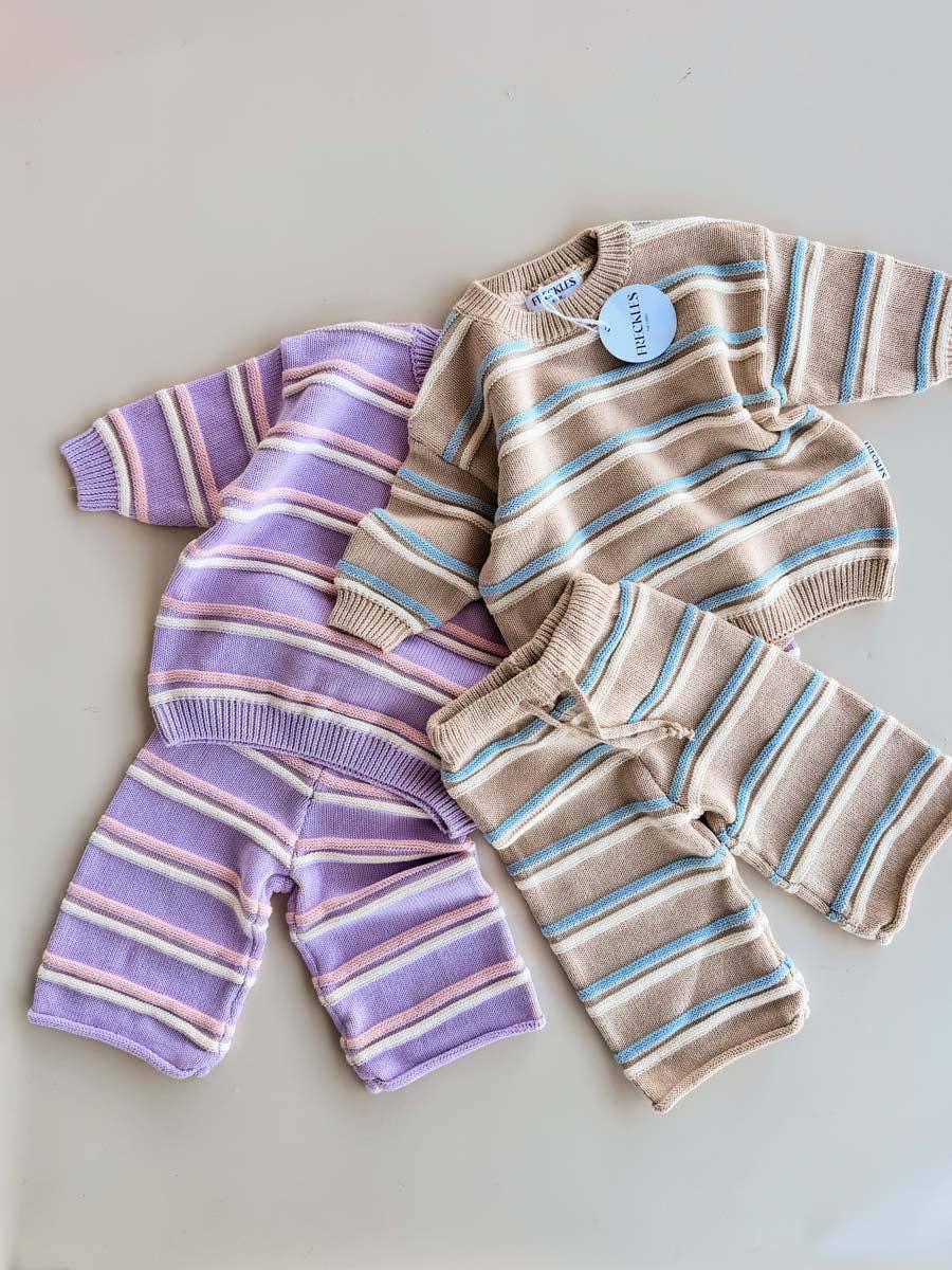 Raised Stripe Knit Set