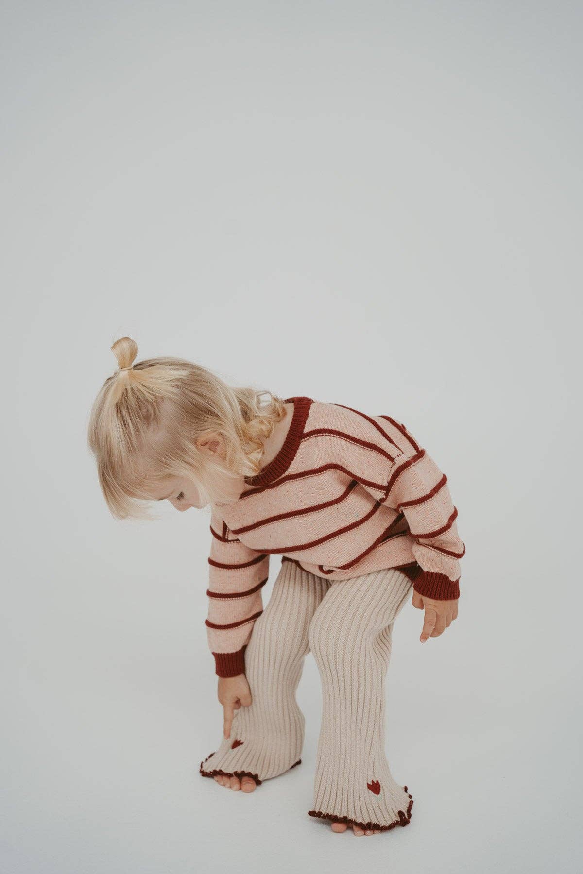 Embroidered Bell Pants - Ecru Tulip