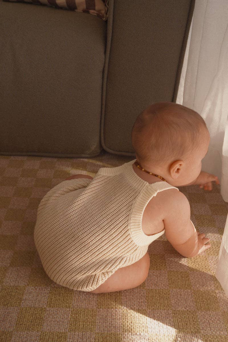 Chunky Button Romper - Oat
