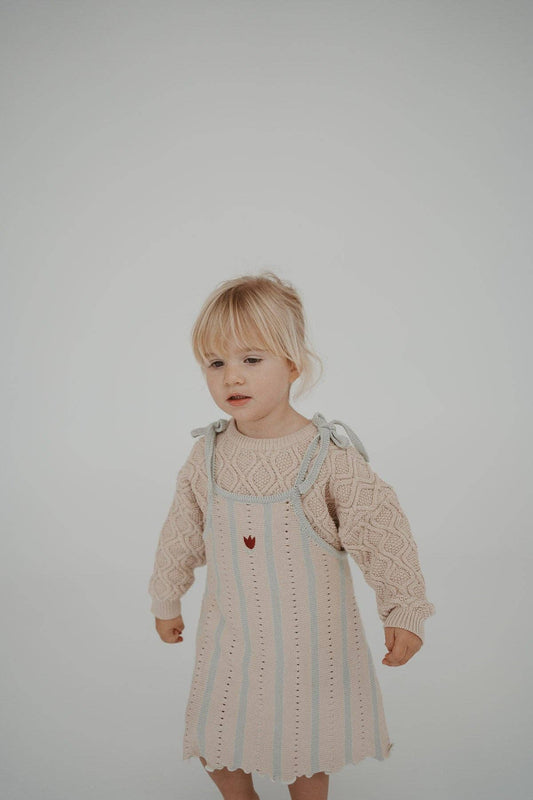 Textured Knit Jumper - Ecru Diamond