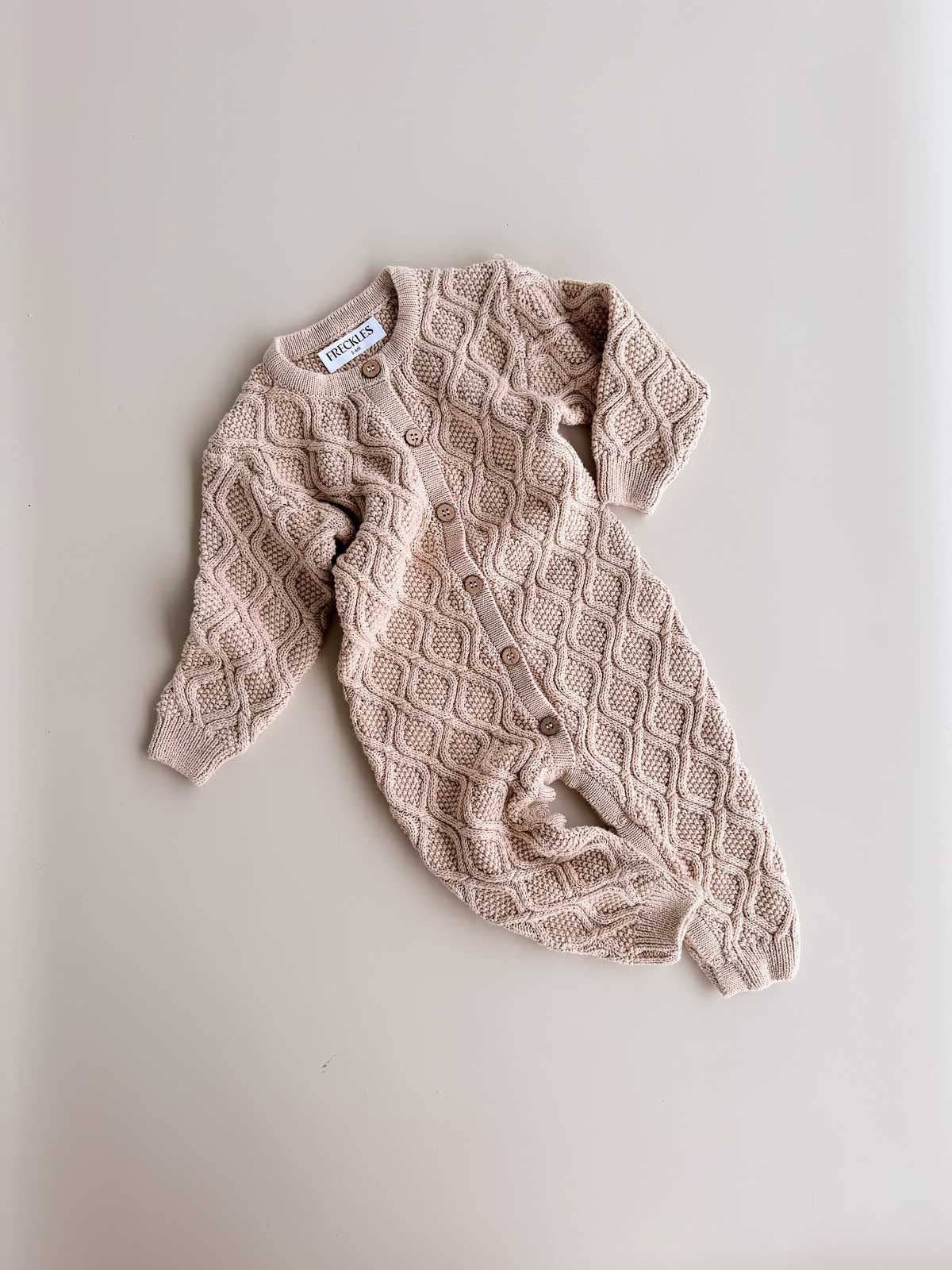 Textured Knit Romper - Ecru Diamond