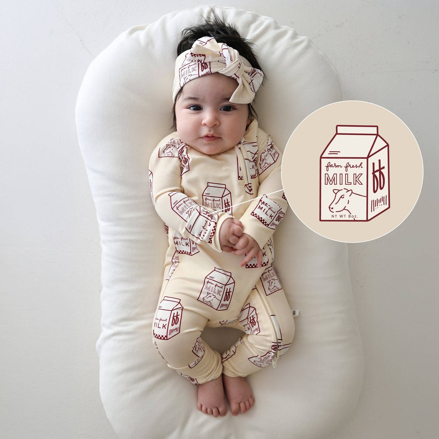 Bamboo Zip Pajamas - Milk