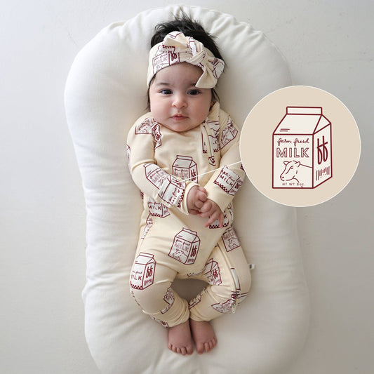 Bamboo Zip Pajamas - Milk