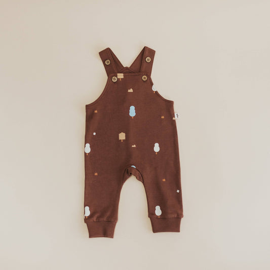 Organic Cotton Dungarees in Raisin