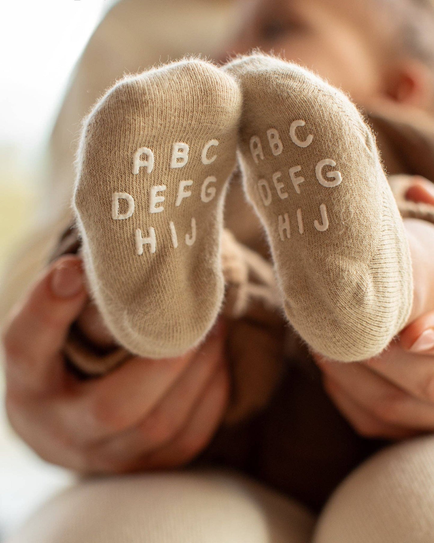Alphabet No Show Baby Sock Sand