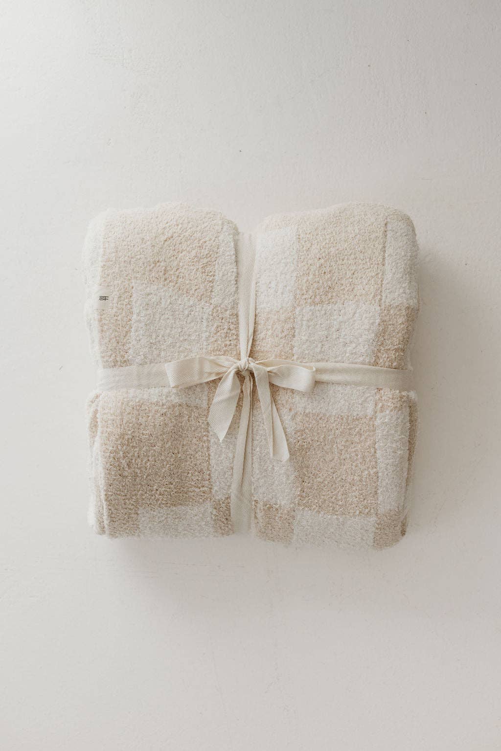 Cream Checkerboard Plush Blanket