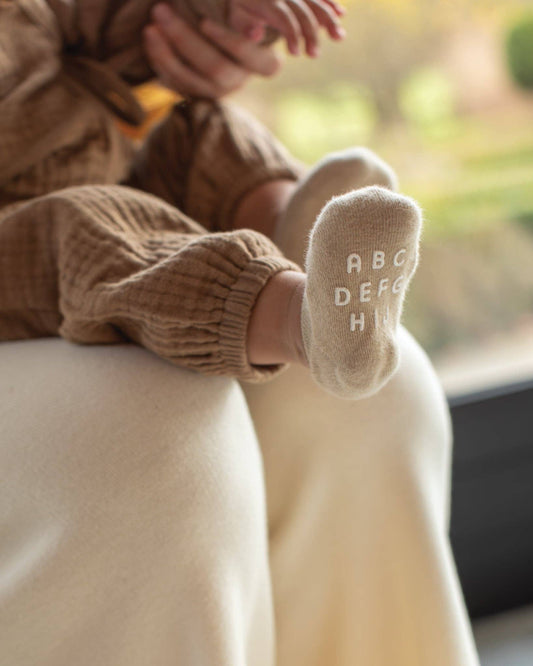 Alphabet No Show Baby Sock Sand