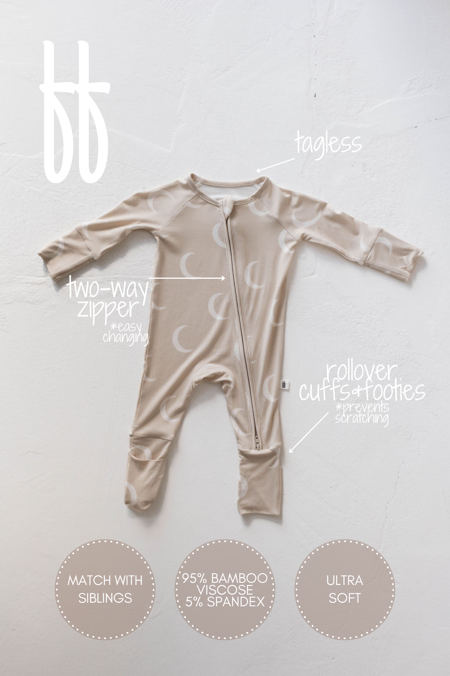 Bamboo Zip Pajamas - Luna